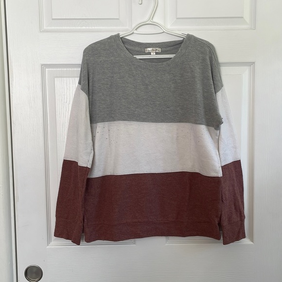 Nine Britton - Dalia Brushed Knit Top | M | Burgundy, Gray, White - Picture 1 of 2